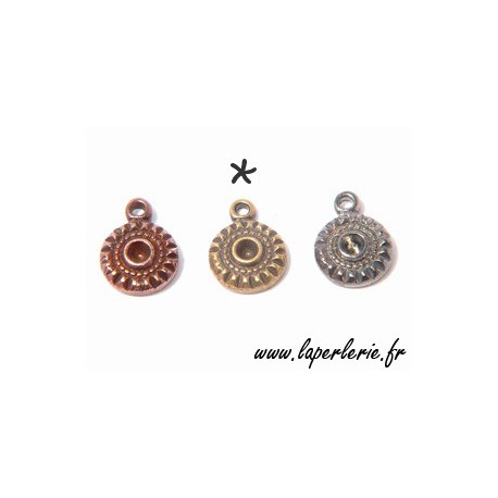Breloque rond d. 7 mm LAITON VIEILLI  - 1