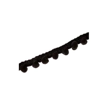 Ruban pompons 10mm NOIR x1m  - 1