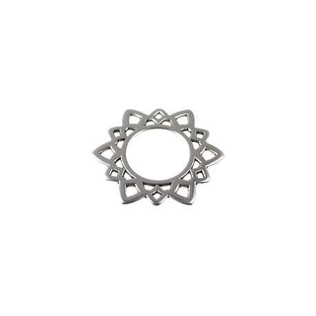 Pendentif rond ensoleillé 53x48mm ARGENTÉ SATINÉ x1  - 1