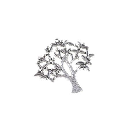 Pendentif arbre 52x48mm ARGENTÉ SATINÉ x1  - 1