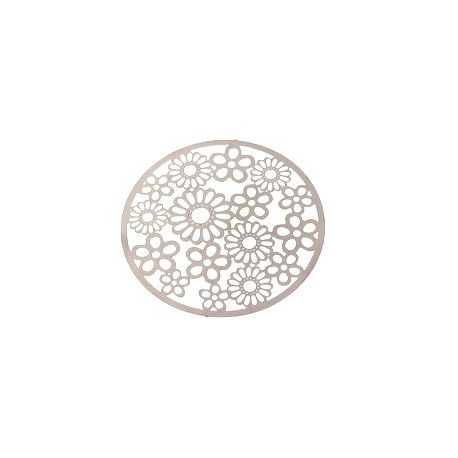 Laser cut émaillé rond fleuri TGM 47mm ARGENTÉ x1  - 1