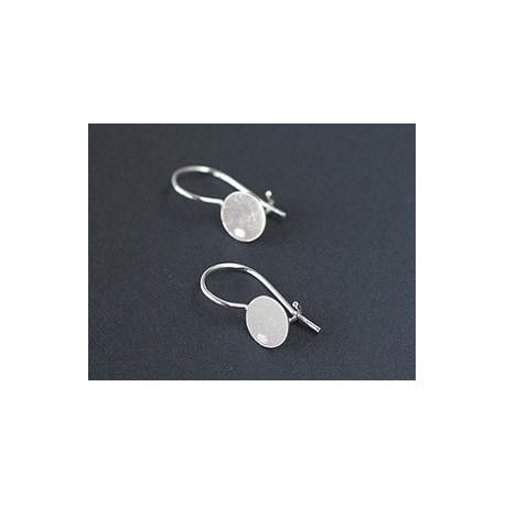 Dormeuse plateau 8mm 20x10mm Argent 925 x2  - 1