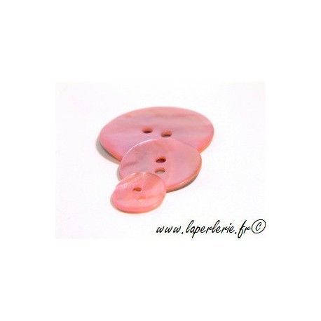 Bouton de nacre rond diam.12  ROSE  - 1