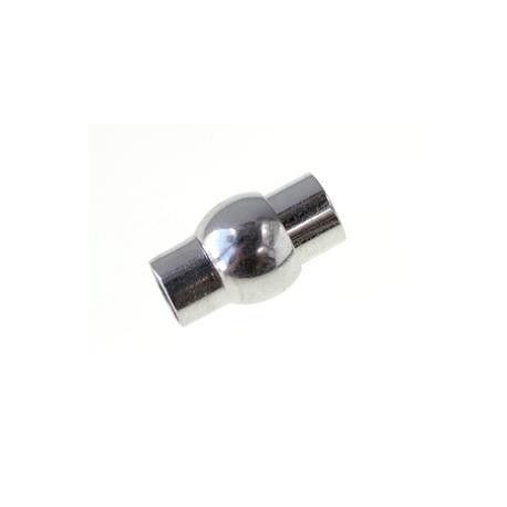 Fermoir tube boule 16.5x10mm ARGENTÉ x1  - 1