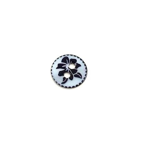 Bouton de nacre à motif fleur 12.5mm x1  - 1