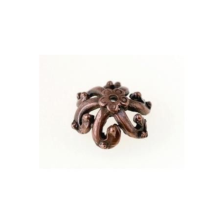 Calotte fleurie 16.5x6mm CUIVRE VIEILLI x1  - 1
