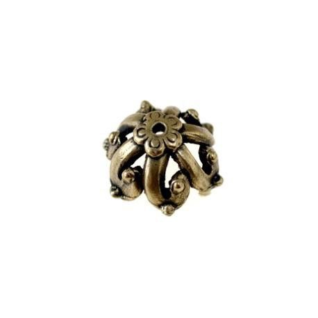Calotte fleurie 16.5x6mm LAITON VIEILLI x1  - 1