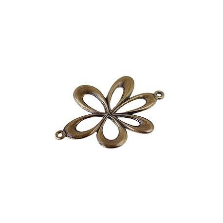 Intercalaire fleur évidée 2 anneaux 53x38mm LAITON VIEILLI x1  - 1