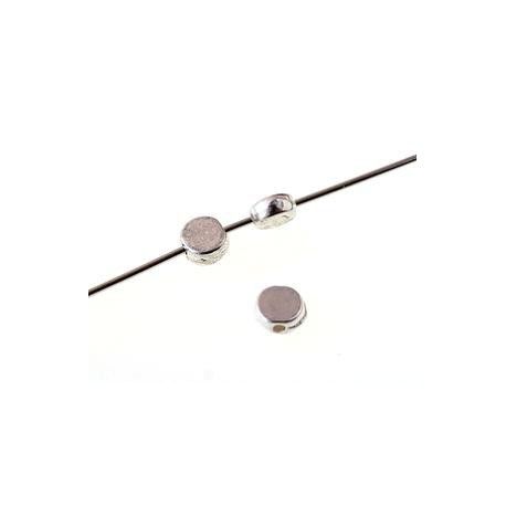 Perle aplatie lisse 4x4.5mm ARGENTÉ VIEILLi x 10  - 1