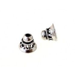 Ethnic openworked bell 6x8mm OLD SILVER COLOR x1