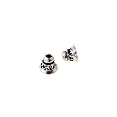 Cloche ajourée ethnique 6x8mm ARGENTÉ VIEILLI x1  - 1