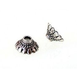 Flower bell 10x5mm OLD SILVER COLOR x3