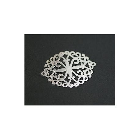 Intercalaire laser cut ovale arabesque 30x22.5mm ARGENTÉ x1  - 1