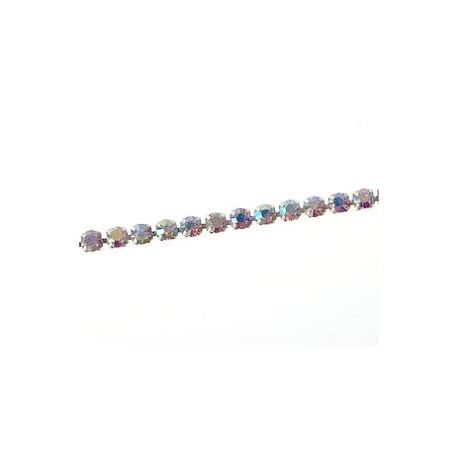 Cupchain strassée 3mm Argenté CRYSTAL AB x50cm  - 1