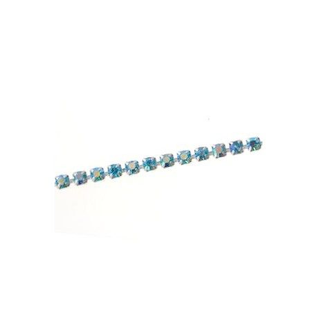 Cupchain strassée 3mm Argenté TURQUOISE AB x50cm  - 1