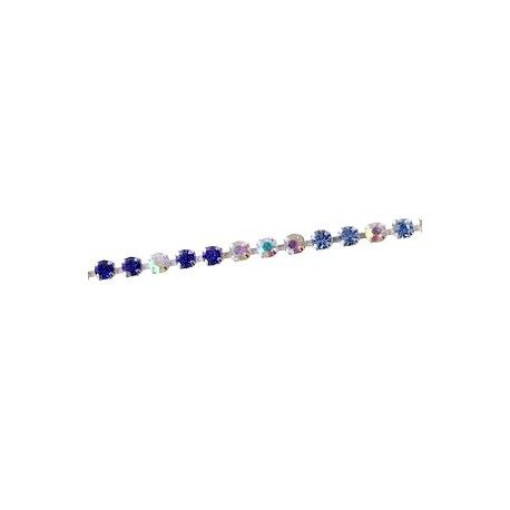 Cupchain strassée 3mm Argenté MIX BLEU x50cm  - 1