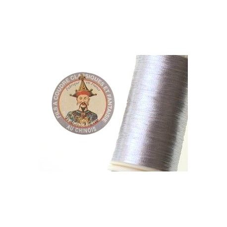 Fil au chinois métallisé n°40 ARGENTÉ x100m  - 1