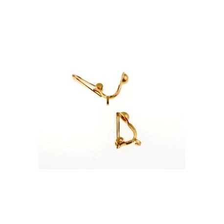 Clips oreille avec anneau 13x9mm Plaqué or 24Kt x2  - 1