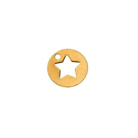 Sequin étoilé 10mm Plaqué or 24Kt x1  - 1