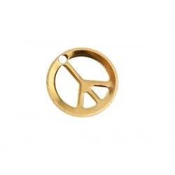 Charm peace and love sequin 10mm th.0.6mm Gold plated 24Kt x1