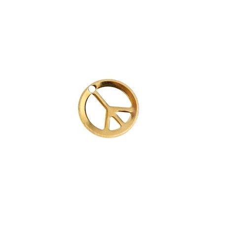 Breloque peace & love 10mm ép.0.6mm Plaqué or 24Kt x1  - 1