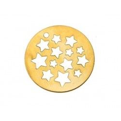 Openwork star sequin 22mm Gold plated 24Kt x1