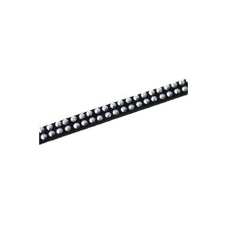 Suédine strassée 2rgs 5mm NOIR/ARGENTÉ x1m  - 1