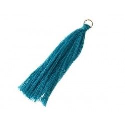 Pompon of thread with loop 80mm DARK TURQUOISE x1