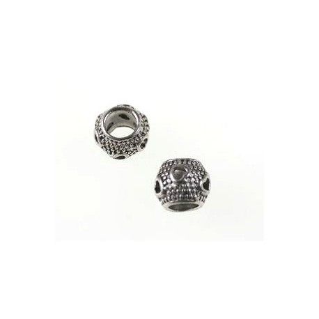 Perle métal gros trou motif coeur 8x9.5mm ARGENTÉ x1  - 1