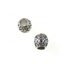 Metal bead big hole royal strassed 9.6mm SILVER COLOR/CRYSTAL AB x1