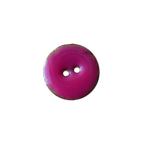 Bouton coco émaillé 23mm FUSHIA x1  - 1