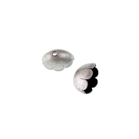 Cloche tulipe ovale aplatie PM 13x8mm ARGENTÉ VIEILLI x2  - 1