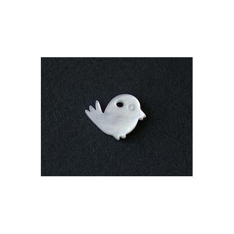 Nacre blanche Oiseau 12x8.5mm ép.2mm x1  - 1