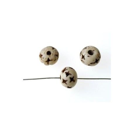Ronde en os teinté gravé croix 12x9mm x2  - 1