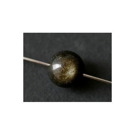 Ronde 10mm OBSIDIENNE DORÉE x2  - 1