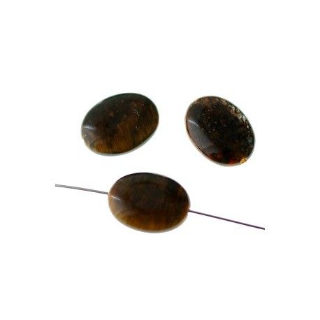 Ovale aplatie lisse 16x12mm OEIL DE TIGRE x1  - 1