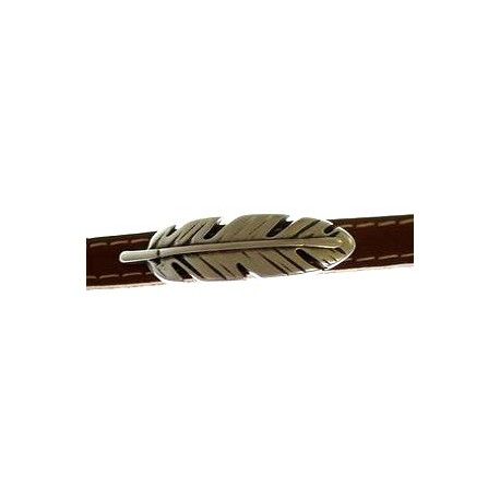 Passant plume pour cuir 10mm 43x13mm ARGENTÉ VIEILLI  - 1