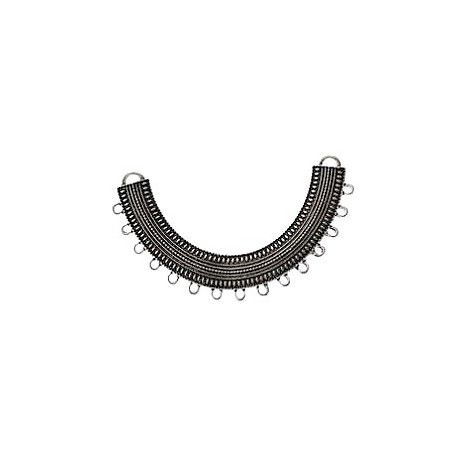 Intercalaire courbé 15 anneaux 78x15mm ARGENTÉ VIEILLI  - 1