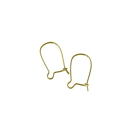 Crochet BO fil 14x8mm Plaqué or 24Kt x2  - 1