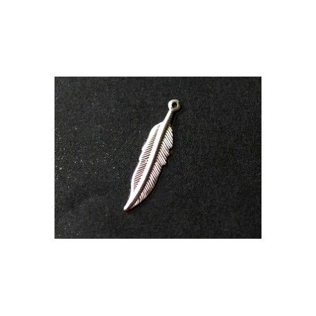 Breloque plume légère 27x6mm ARGENTÉ x2  - 1