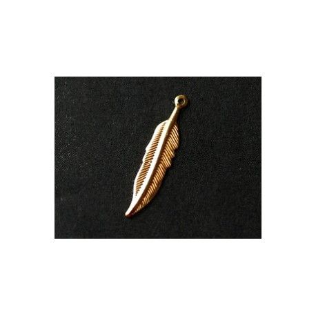 Breloque plume légère 27x6mm DORÉ x2  - 1