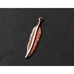 Charm feather light 27x6mm PINK GOLD COLOR x2