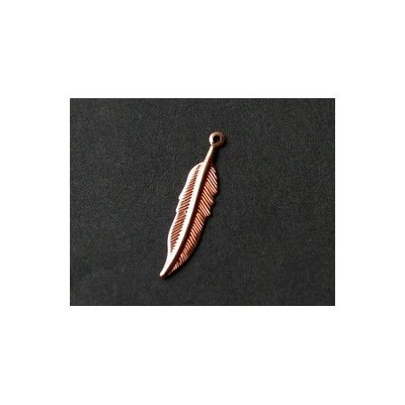 Breloque plume légère 27x6mm ROSE GOLD x2  - 1