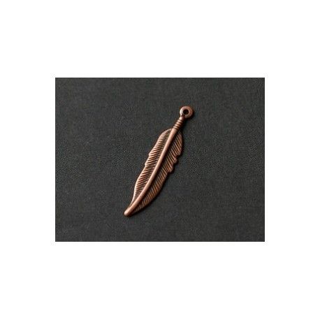 Breloque plume légère 27x6mm CUIVRE VIEILLI x2  - 1