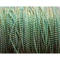 Round bead chain diamond effect 1.2mm GOLD COLOR/GREEN TURQUOISE x1m
