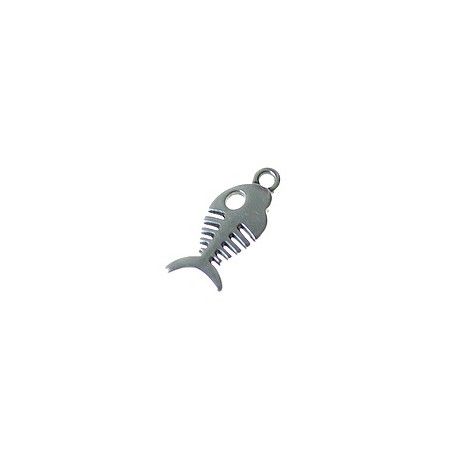 Breloque arête de poisson 17.5x7mm ARGENTÉ SATINÉ x2  - 1