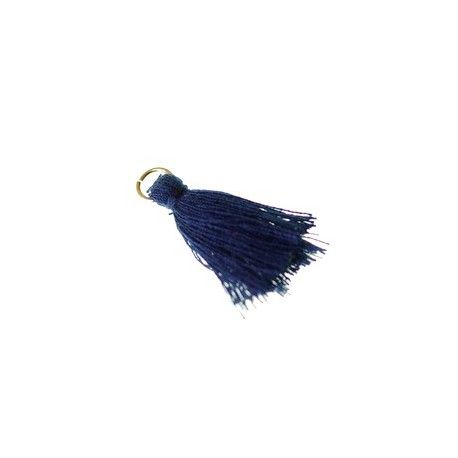 Pompon de fils avec anneau 25/30mm NAVY BLUE x1  - 1