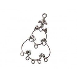 Chandelier earrings lys flower 5 rings 34x20mm OLD SILVER COLOR x2