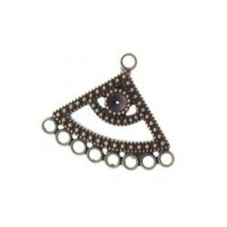 Chandelier earrings triangle 8 rings 22x26mm BRONZE COLOR x2