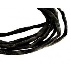Rolled silk cord Habotai 3mm BLACK x1m